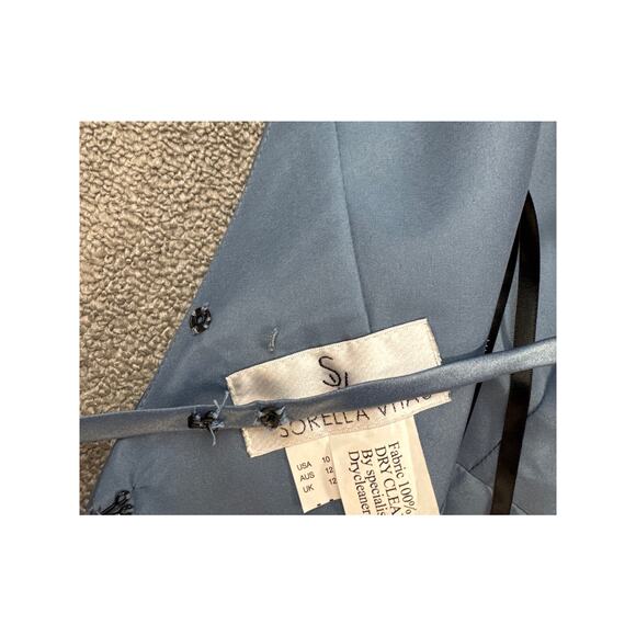 Sorella Vita Formal Dress Gown Modern Satin Bridesmaid Prom Stone Blue Size 10 - Picture 9 of 14